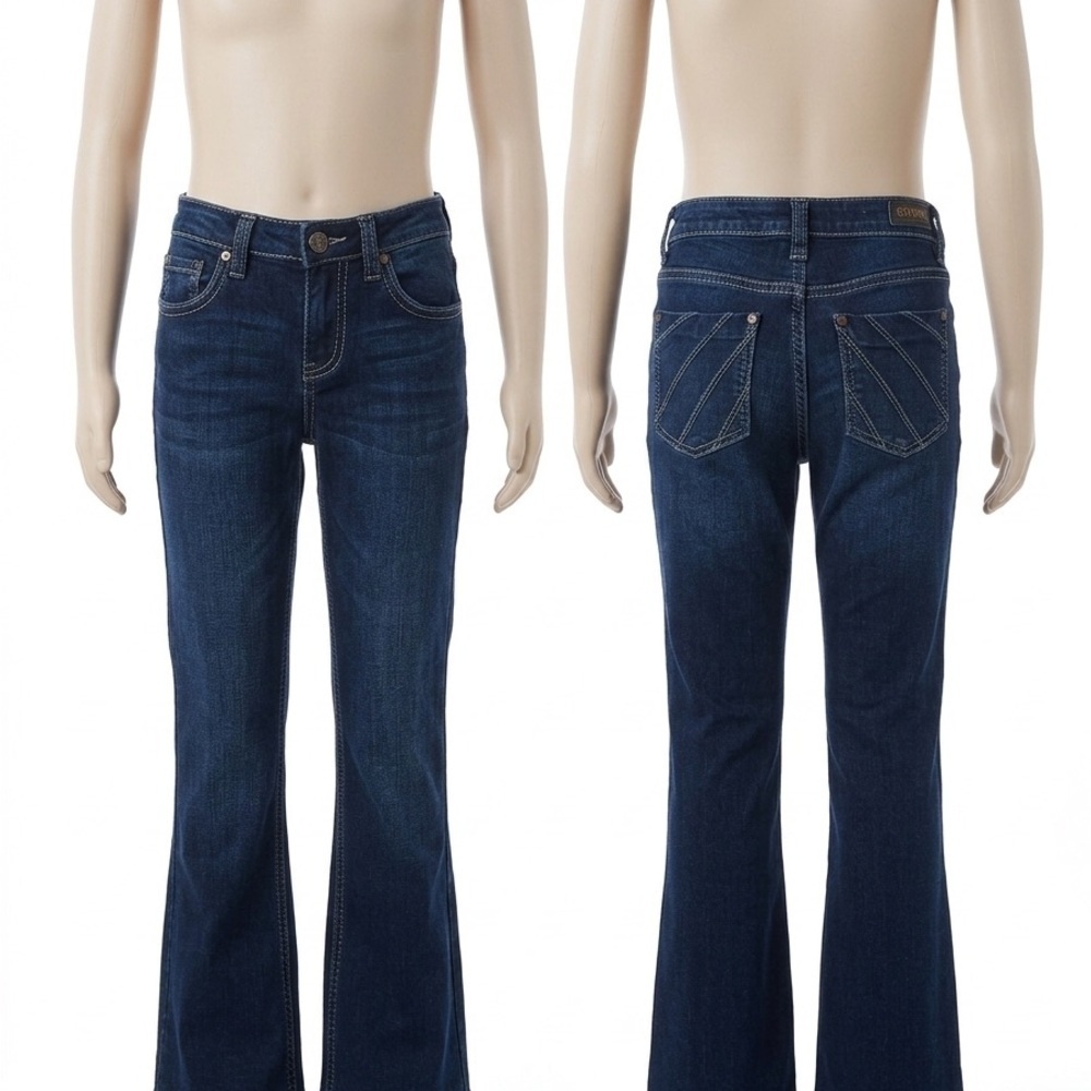 Shyanne Dark Blue Flare boot cut Jeans - High-Rise Stretch